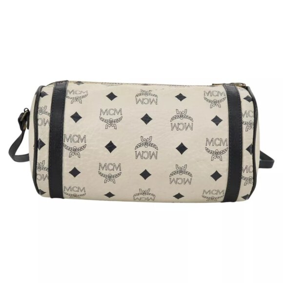 MCM Vicetos Logogram Shoulder Bag PVC Leather White Auth - Picture 12 of 16